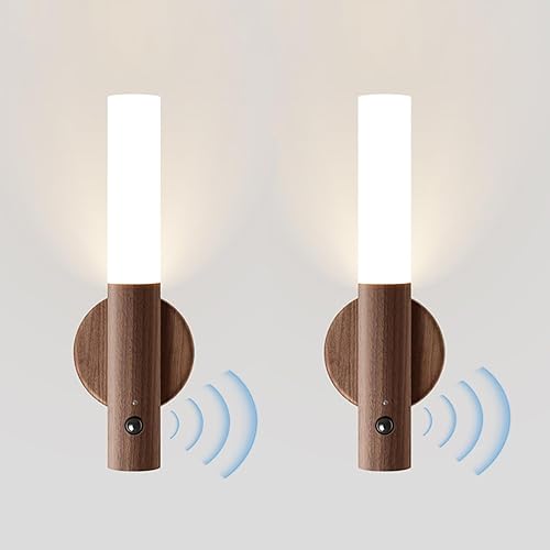 Juego de dos lámparas de pared inalámbricas portátiles inalámbricas con sensor de movimiento, con sensor de movimiento, magnético, para pasillo,