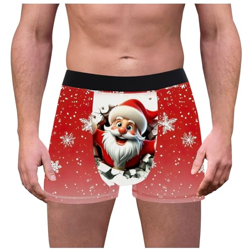 akwuiopt Ropa interior divertida de Navidad para hombre, transpirable, calzoncillos de Papá Noel, novedosos pantalones cortos de vacaciones, ropa interior térmica para hombres grandes, a, XXL