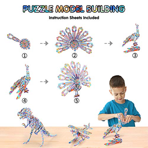 3D Coloring Puzzle Set, Arts and Crafts for Girls and Boys Age 6 7 8 9 10 11 12 Year Old, Fun Educational Painting Crafts Kit with Supplies for Kids, Birthday Toy Gift for Kids