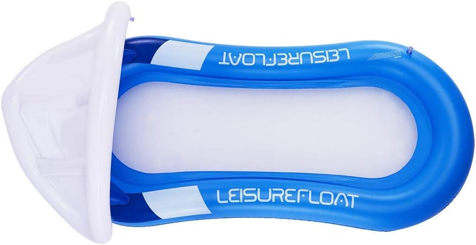 DR.DUDU Pool Float with Canopy, Adult Inflatable Pool Float Raft with Shade Water Lounge