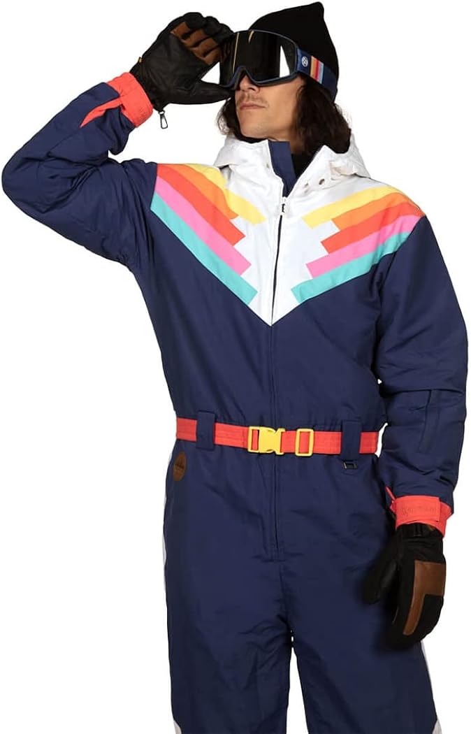 Tipsy Elves Men's Classic Retro Striped Ski Suits for Winter from