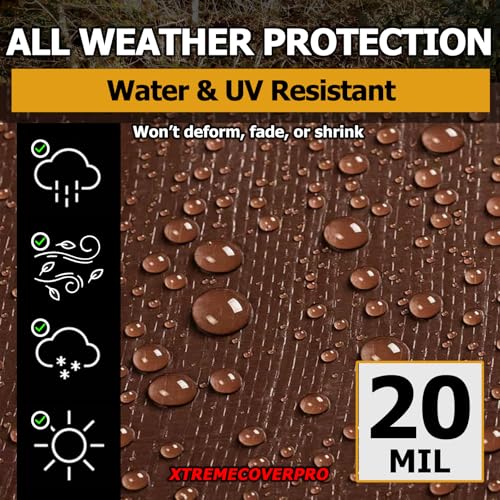 20\' x 40\' Brown Super Ultra Heavy-Duty Tarp – 20 Mil Waterproof & UV-Resistant 20x40 - Large Outdoor Tarp, Waterproof Cover for Rain Camping, Tent, UV Protection, Reinforced Corners - Thumbnail 3