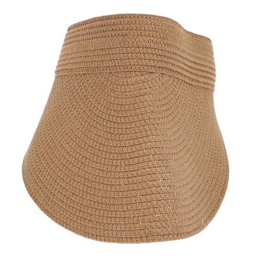 Uonlytech Sombrero Visera de Paja para Mujer Protección Solar UV Sombrero de Playa Ligero y Transpirable para Viajes Ciclismo y Camping Talla