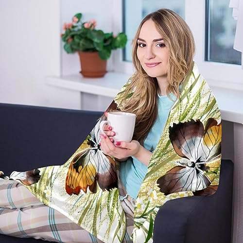 Couverture douce contre le froid du soir plaid imprimé fleurs lit - 8