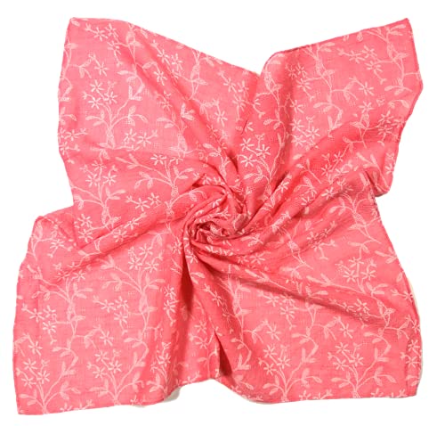 Shanlin Unisex Cotton Square Scarves 24x24 (Floral-Pink)