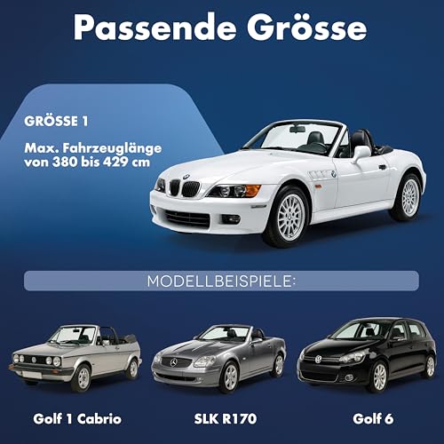 WALSER Abdeckplane Auto All Weather, Abdeckplane wasserdicht, 100% wetterfeste Auto Abdeckung, Autoabdeckung Outdoor, Abdeckung wasserdicht, Autoplane Vollgarage Größe 1 PKW Silber