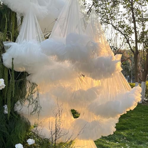 Rideau de fond en tulle blanc de haute densité pour grande réception - 3
