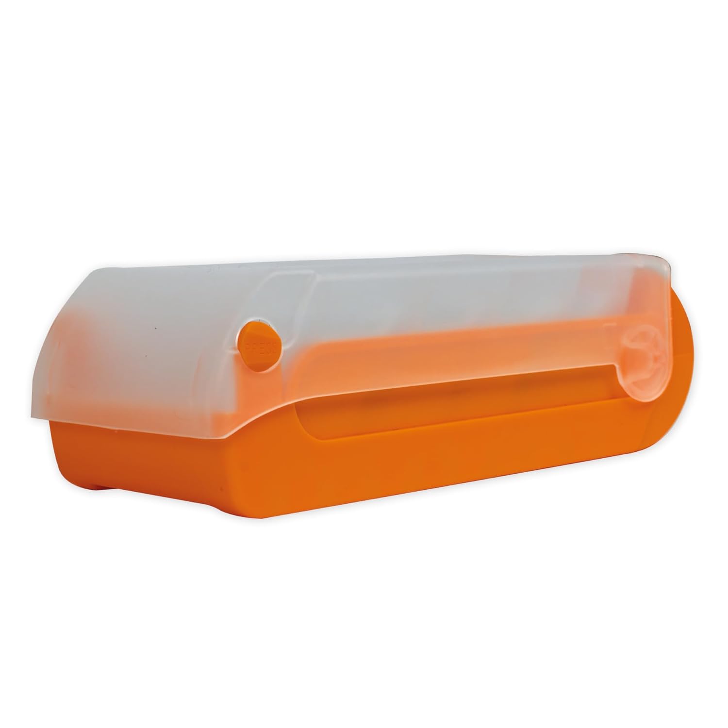TimeTEX - Index Box Made of Robust Plastic, A8, Semi-Transparent with Retractable Lid, 5 Compartments Learning Method, 20 x 9 x 6.5 cm, Colour: Orange