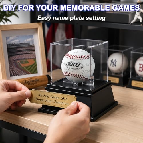 Image of KKU Acrylic Baseball Display Case, Dustproof UV Protected Baseball Case, Transparent Baseball Holder Display Case for Signed Balls Memorabilia
