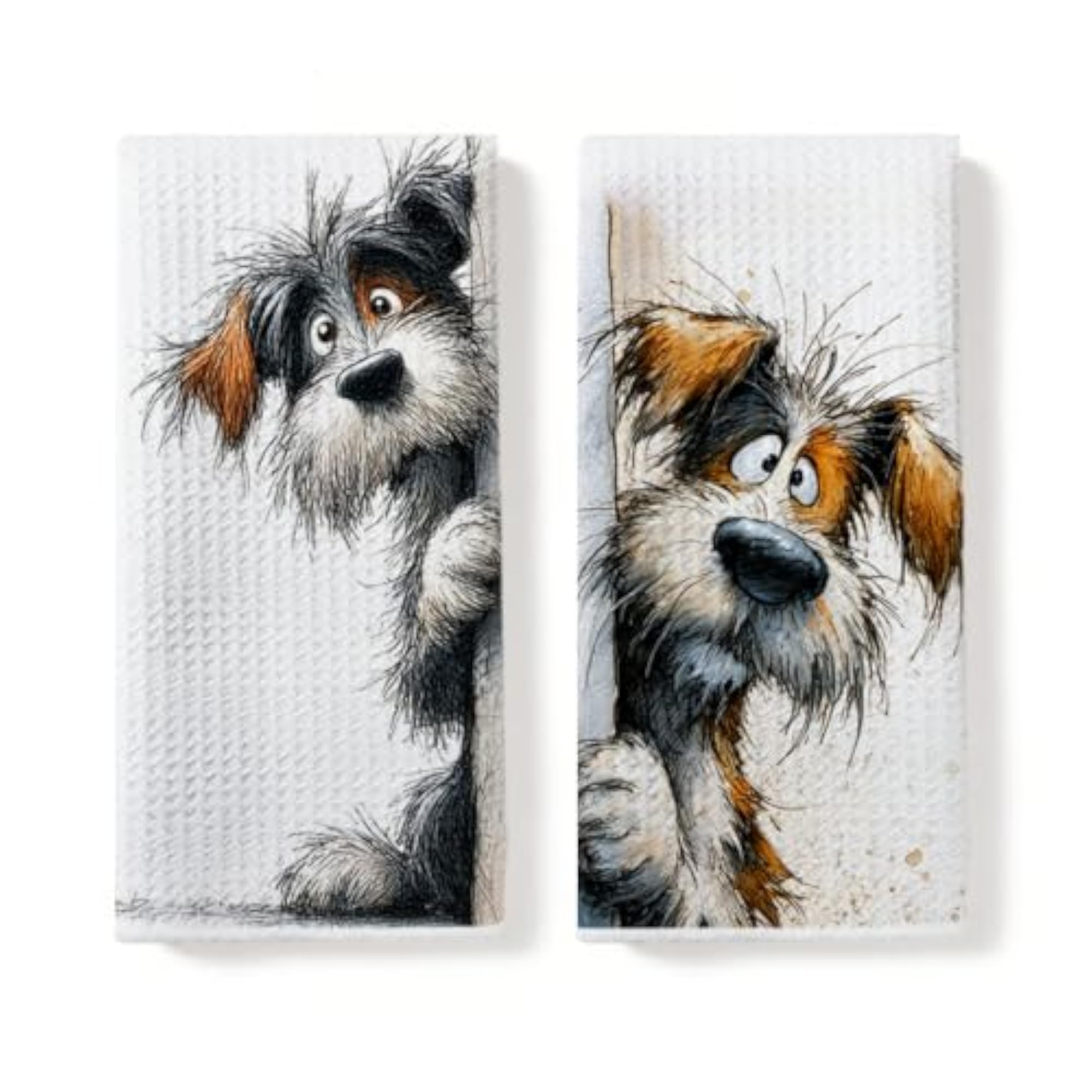 2 Pcs Funny Dog Kitchen Towels, Reusable Hand Towels