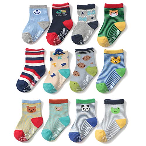 Yafane 12 paar baby ABS antislip sokken anti-slip slip slip peuters babysokken voor baby jongens