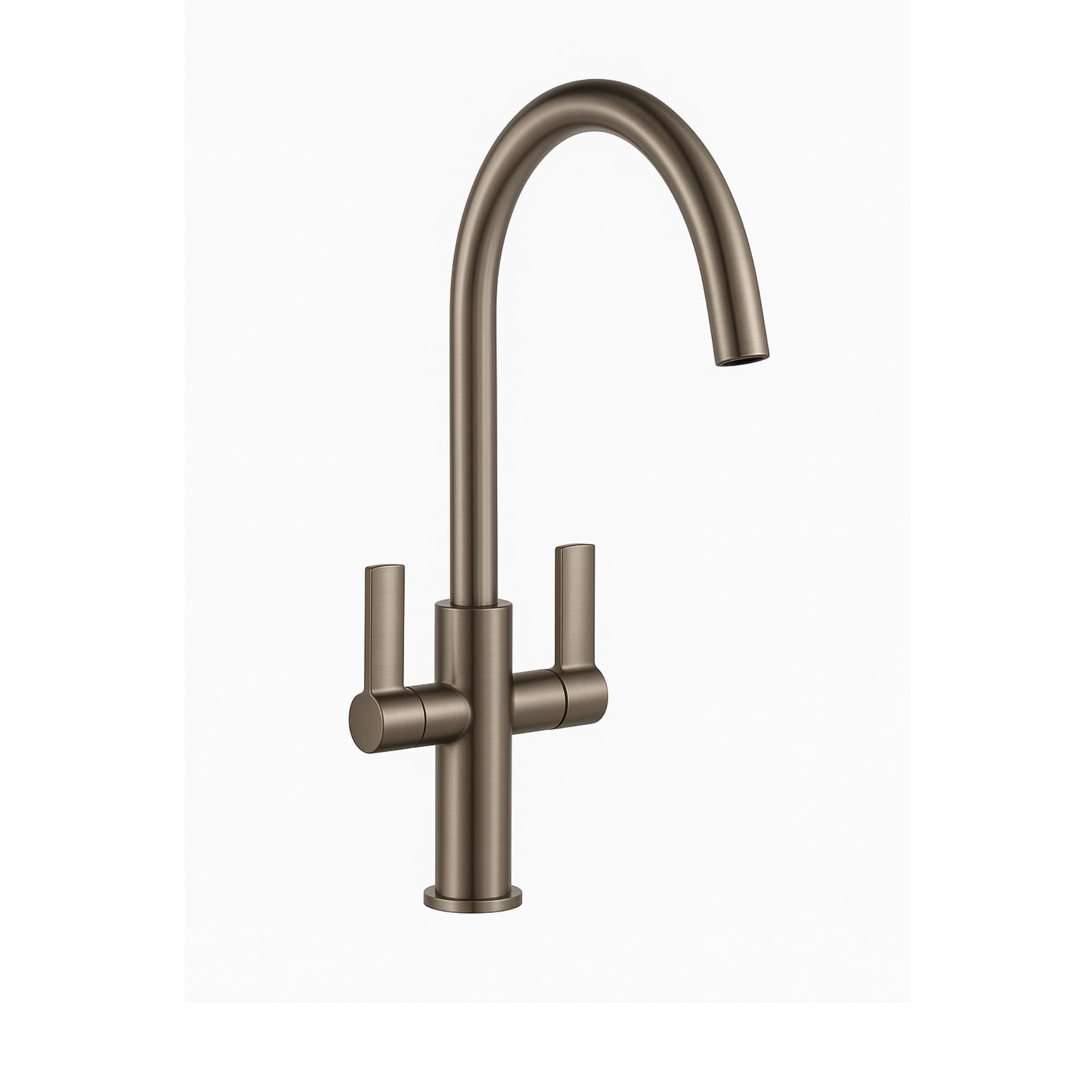 Home Range Scarba Swan Spout Kitchen Mixer Tap Gunmetal Dual Handle Solid Brass Construction Swivel Spout Modern Finish