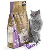 White Pure Paws Premium Clumping Cat Litter – Lavender Flowers Scented - 100% Natural Ingredients - 99.5% DUST Free, Strong Clumping, Low Dust & Tracking, 18 LB Bag
