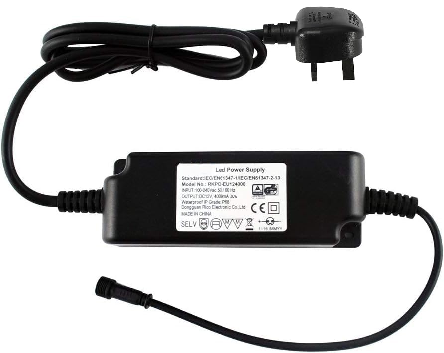 Adattatore driver LED 48W 12V, trasformatore di alimentazione a bassa tensione per luci di decking a LED, impermeabile IP67, corrente costante 5A