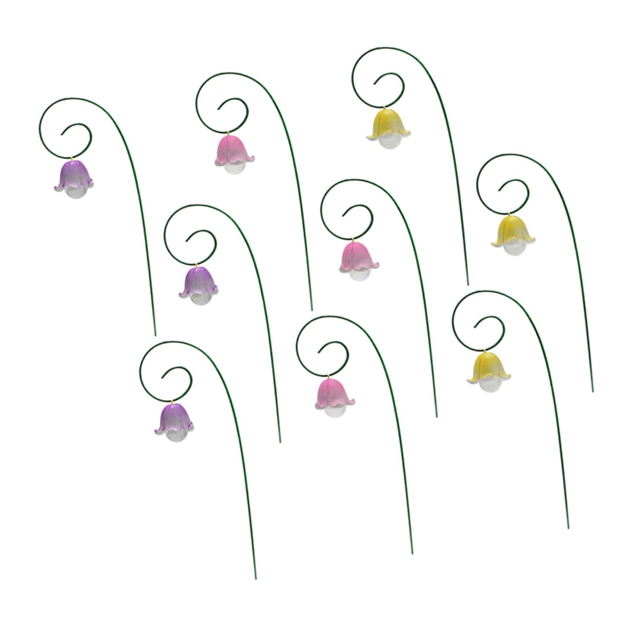 UPKOCH 4 Sätze Maiglöckchen-blumenarrangement Ornamente Gartendekoration Hochzeit Blumen Im Freien Dekorative Rasenpfähle Simulationsblumeneinsatz Blumenstab Blumenpfähle Harz 9 Stück * 4