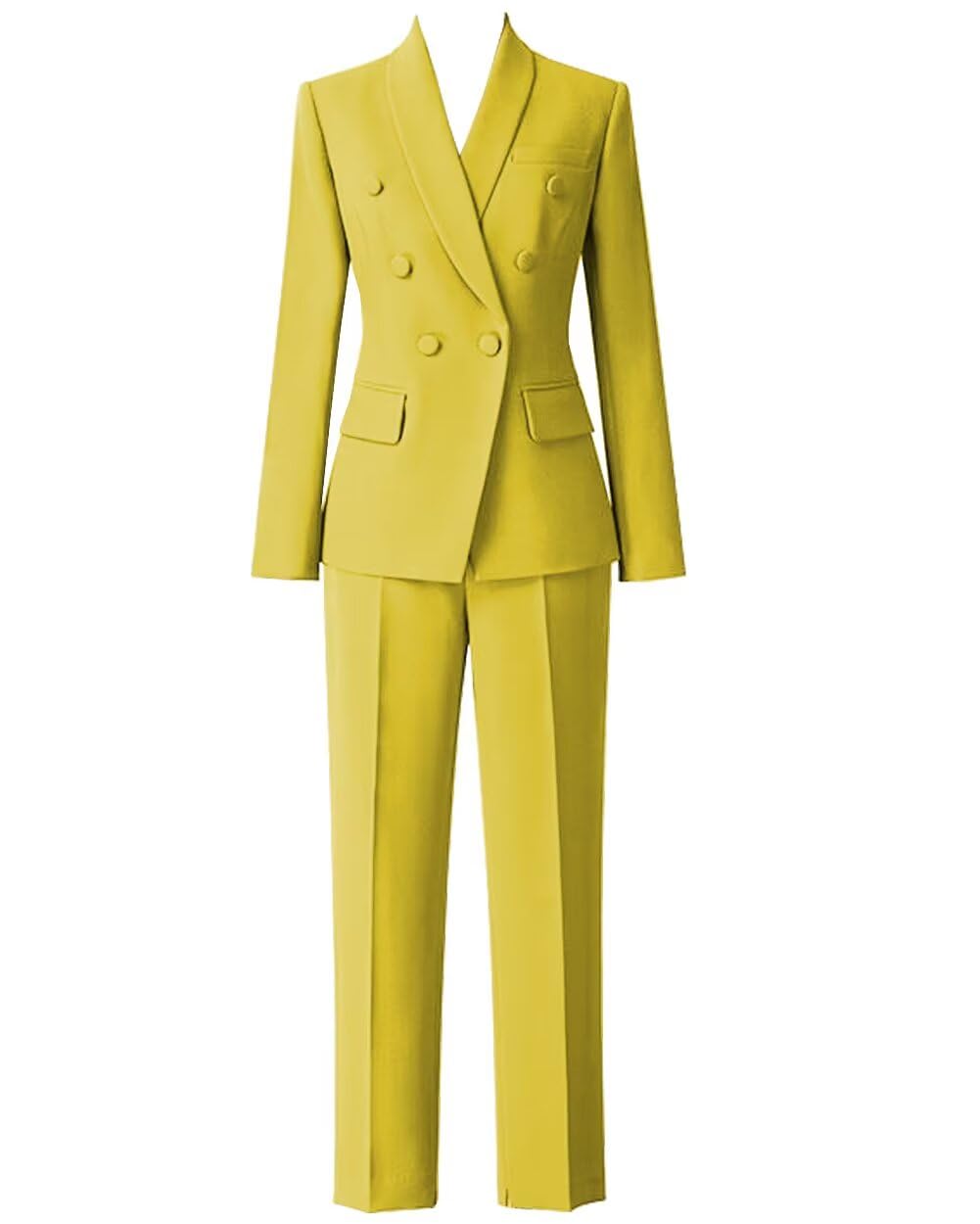 Womens 2 Pieces Pant Suit Set Long Sleeve Blazer Jacket Double Breasted Business Suit for Work