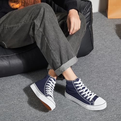 Image of yageyan Men's High Top Canvas Sneakers Fashion Lace up Walking Shoes Casual Classic