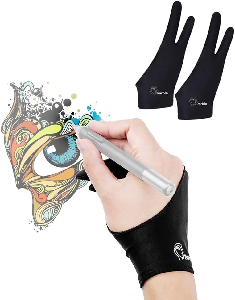 2pcs Black TwoFinger Glove for Graphics Drawing Tablet