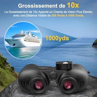 USCAMEL 10 x 50 binocolo per adulti lPx7 impermeabile binocolo con telemetro bussola BAK4 Prisma FMC Lens