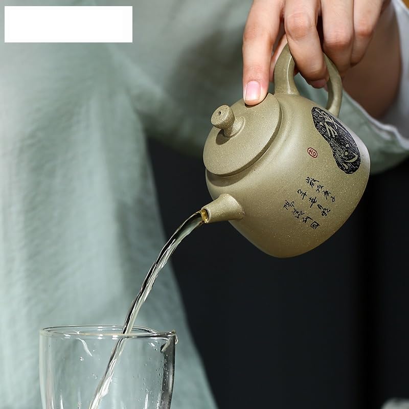 Théière en céramique 260 ML, Style rétro, en Argile Violette d'Yixing, fabriquée à la Main. Bouilloire en Terre Crue avec Filtre. Service à thé Zisha.