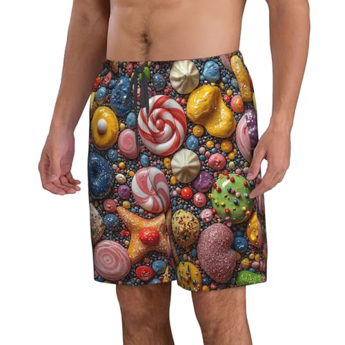 Men Swim Trunks Beach Shorts Swimwear Summer Bathing Suits - Colorful Candy2