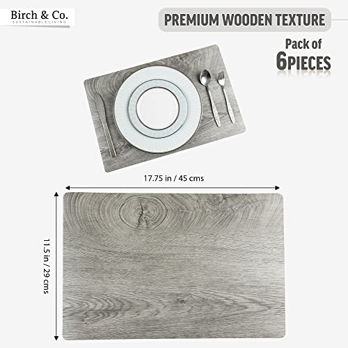 Image of Table Mat - Table Placemats - Table Mate for Dining Table -Dining Table Accessories - Dining Mat - Dining Table Mats Set of 6 Pieces - Premium Wooden Texture, Anti-Skid Stain Washable