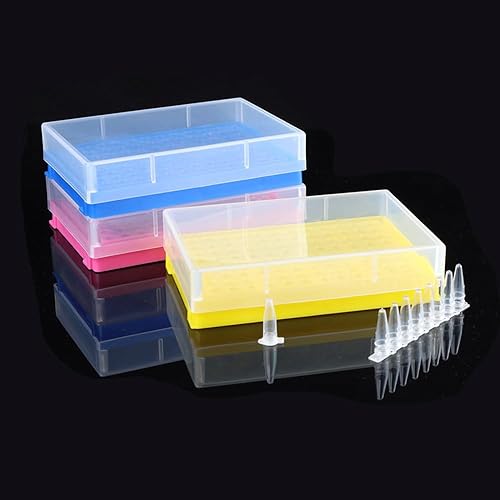 PUL FACTORY Estante de tubo de plástico para tubo de micro centrífuga de 0.0 fl oz, estante de PCR de 96 pocillos, colores surtidos, paquete de 3