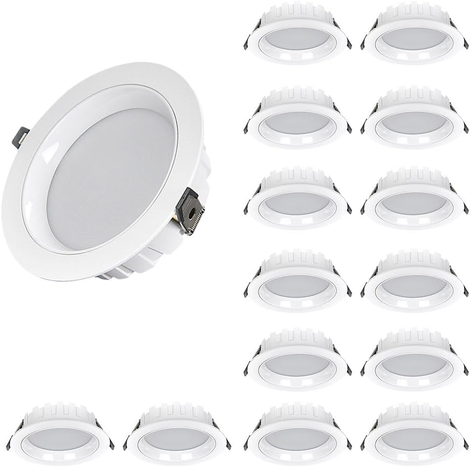 15-Pack 3.9-5.9 Inch LED Recessed Lighting, Anti-Glare Deep Baffle, CRI90 Dimmable Ceiling Downlight, 5W, 12W, 15W High Brightness, 3000K/4000K/6000K LED Recessed Ceiling Light