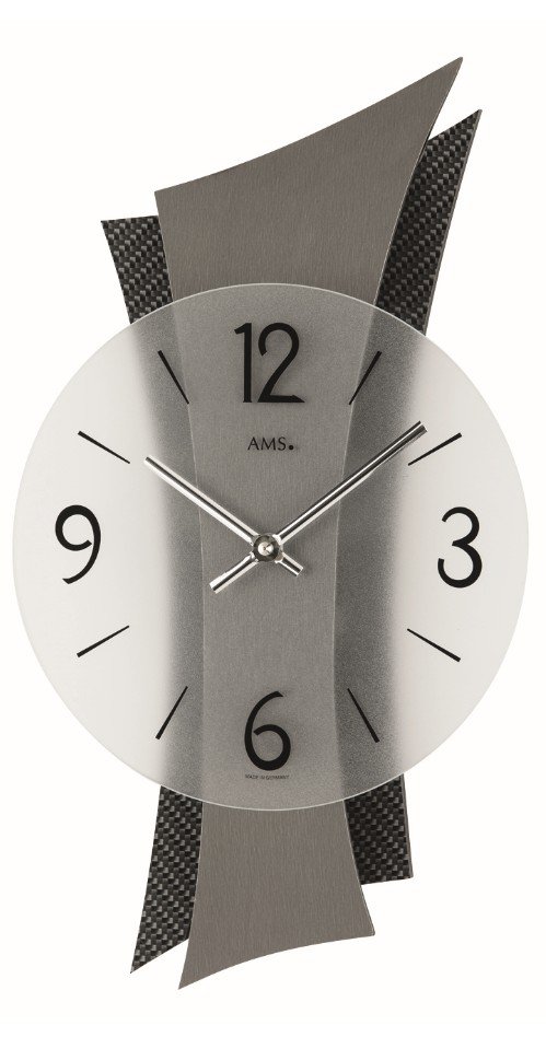 AMS W9400 Quarz-Wanduhr, Holz, mehrfarbig, 43 x 23 x 6 cm