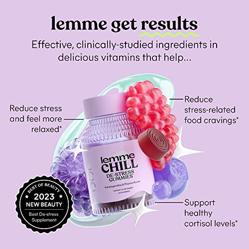 Lemme Chill Stress Relief Gummies with 300mg KSM-66 Ashwagandha, Lemon Balm, Passionflower & Goji to Support Relaxation, Healthy Cortisol & Sleep - Vegan, Gluten-Free, Non-GMO, Mixed Berry (60 Count) - Image 3