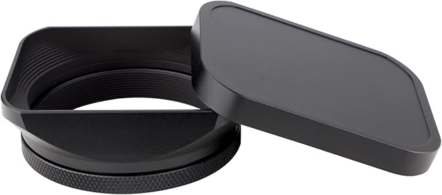 Haoge LH-X200B Lens Hood Metal Square with 49mm Adapter Ring and Metal Cap for Fujifilm Fuji X100V X100F X100T X100S X70 Camera Accessories Black