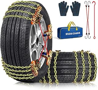Tire Chains, 8 Pack Snow Chains for Car SUV Pickup Trucks, for Tire Width 195-265mm(7.7-10.4 inch), Adjustable Universal Emergency Thickening Chains