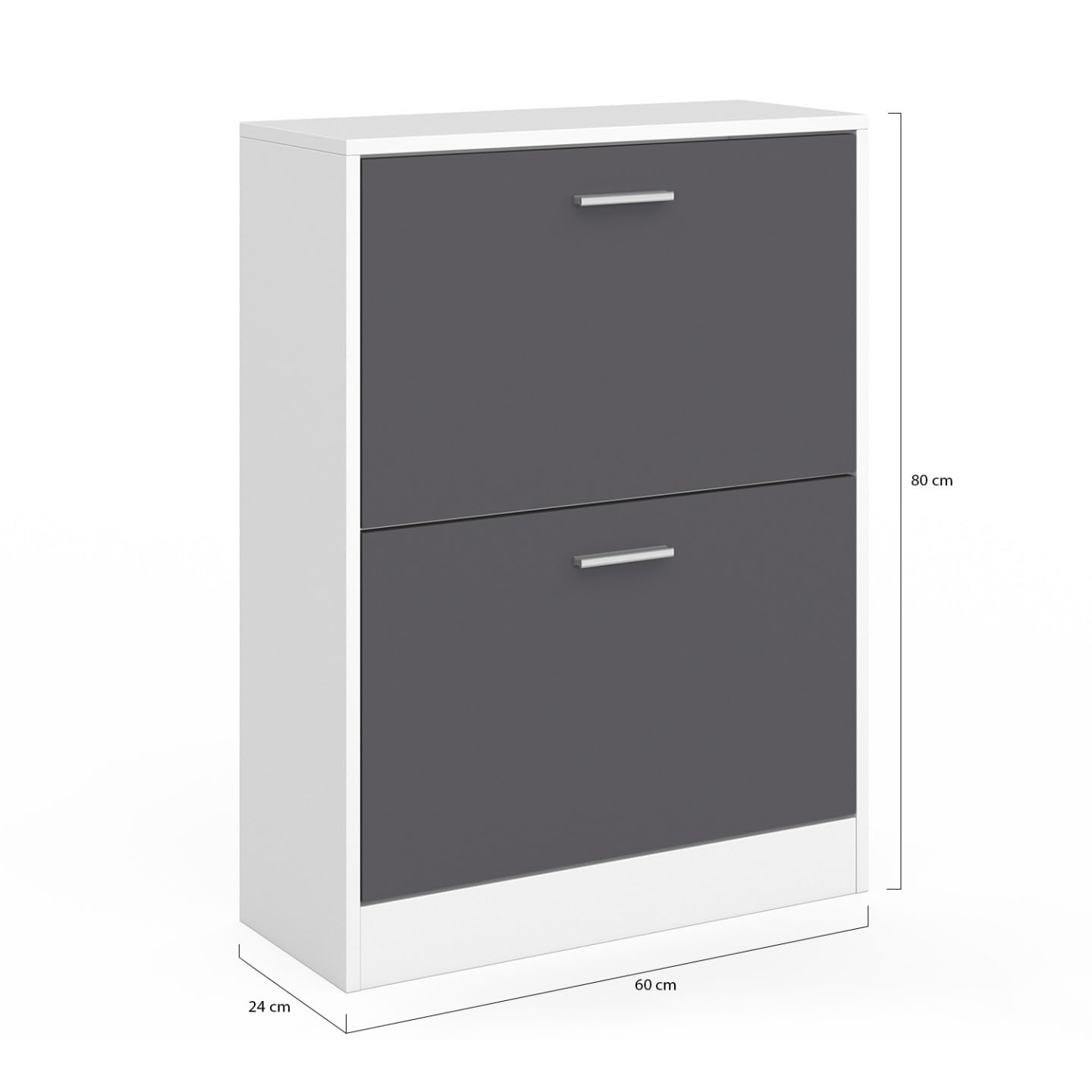 IDMarket - Meuble à Chaussures 12 Paires KLARK Blanc 2 Portes Grises