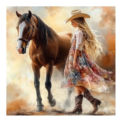 Frizlryem Kit de Diamond Painting 5D pour Adulte, Cheval DIY Peinture Diamant, Kit Complet Point de Croix Fille, Diamond Painting Kit pour Adulte Débutant,...