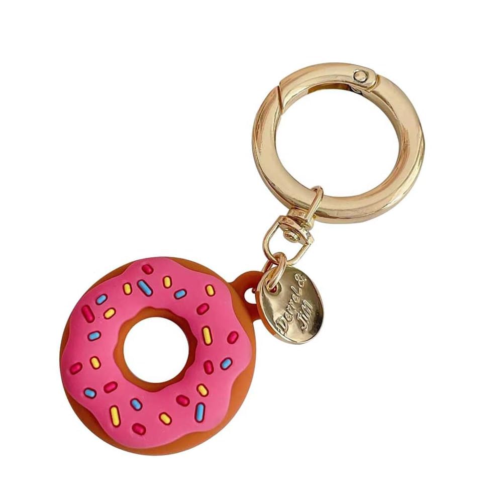 Cute Donut Silicone Case for Apple Tag, Protective Air Keychain Holder with Key Ring, Soft Anti-Scratch Tracker Cover for Kids, Bags, Backpacks, Pets & Keys (Pink)-image-45