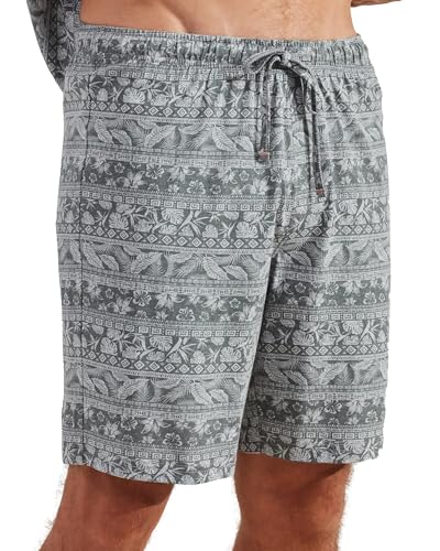 CARIBBEAN JOE Men's Lightweight Sleepwear Pajama Shorts, 100% Cotton Pjs with Fun Aztec Print, Sleep Bottoms