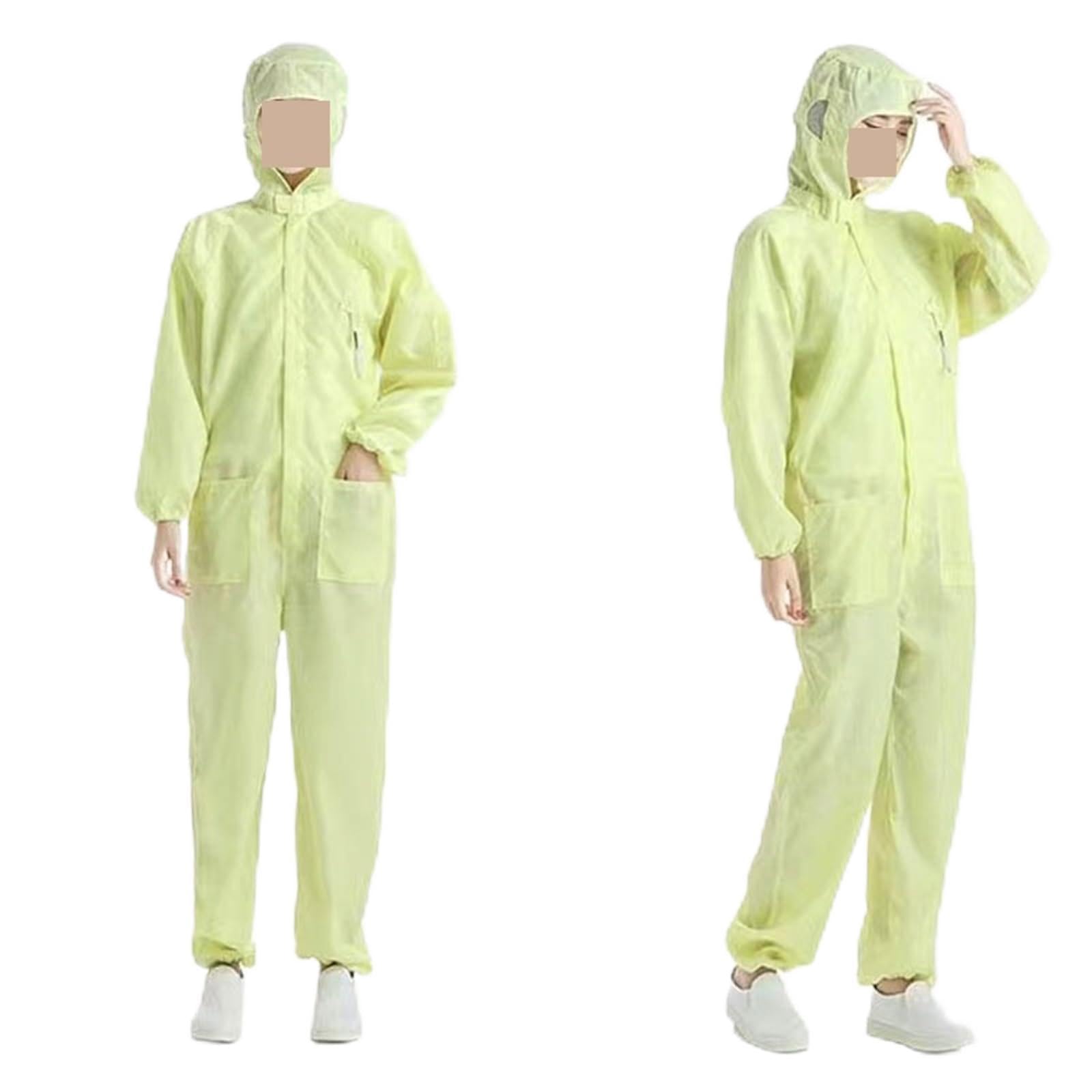 Antiestático, Monos de protección unisex Ropa limpia Capucha Ropa antipolvo Ropa estática Prenda for salas blancas Ropa de trabajo con pintura Ropa de trabajo(Yellow with Pockets,XX-Large)