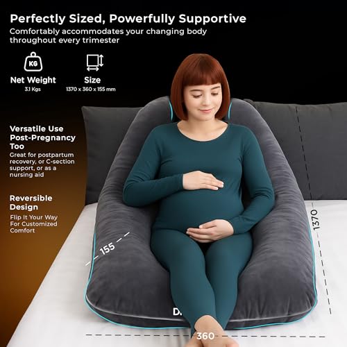 Image of Dr Trust USA Maternity Pillow for Pregnancy Sleeping, U-Shape Maternity Pillow for Pregnant Women, 360-Degree Full Body Support for Back, Legs, HIPS & Belly with Removable Velvet Cover