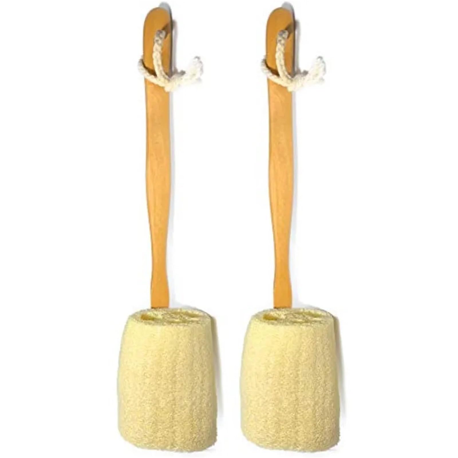 Paquete de 2 cepillos baño exfoliantes naturales lufa Luffa Loofa en un palo, con mango largo madera la parte posterior for hombres y mujeres Sh Para Espalda