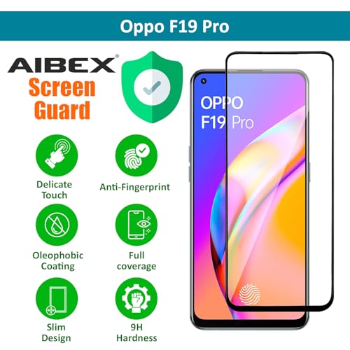 Image of AIBEX Tempered Glass for Oppo F19 / Oppo F19 Pro /Oppo F19 Pro Plus /Oppo F17 Pro| 9H Hardness | Anti-Glare & Anti-Fingerprint | Water Resistant | Edge-to-Edge Full Screen Protector | Bubble-Free