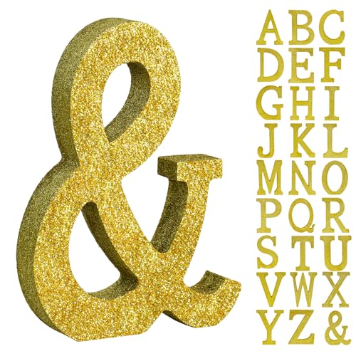 Image of TONIFUL 8 Inch Gold Glitter & Table Centerpiece A-Z Gold Birthday Party Decorations,Gold & for Birthday,Chrismas,Graduation,Bridal Shower,Wedding,Anniversary Party Supplies