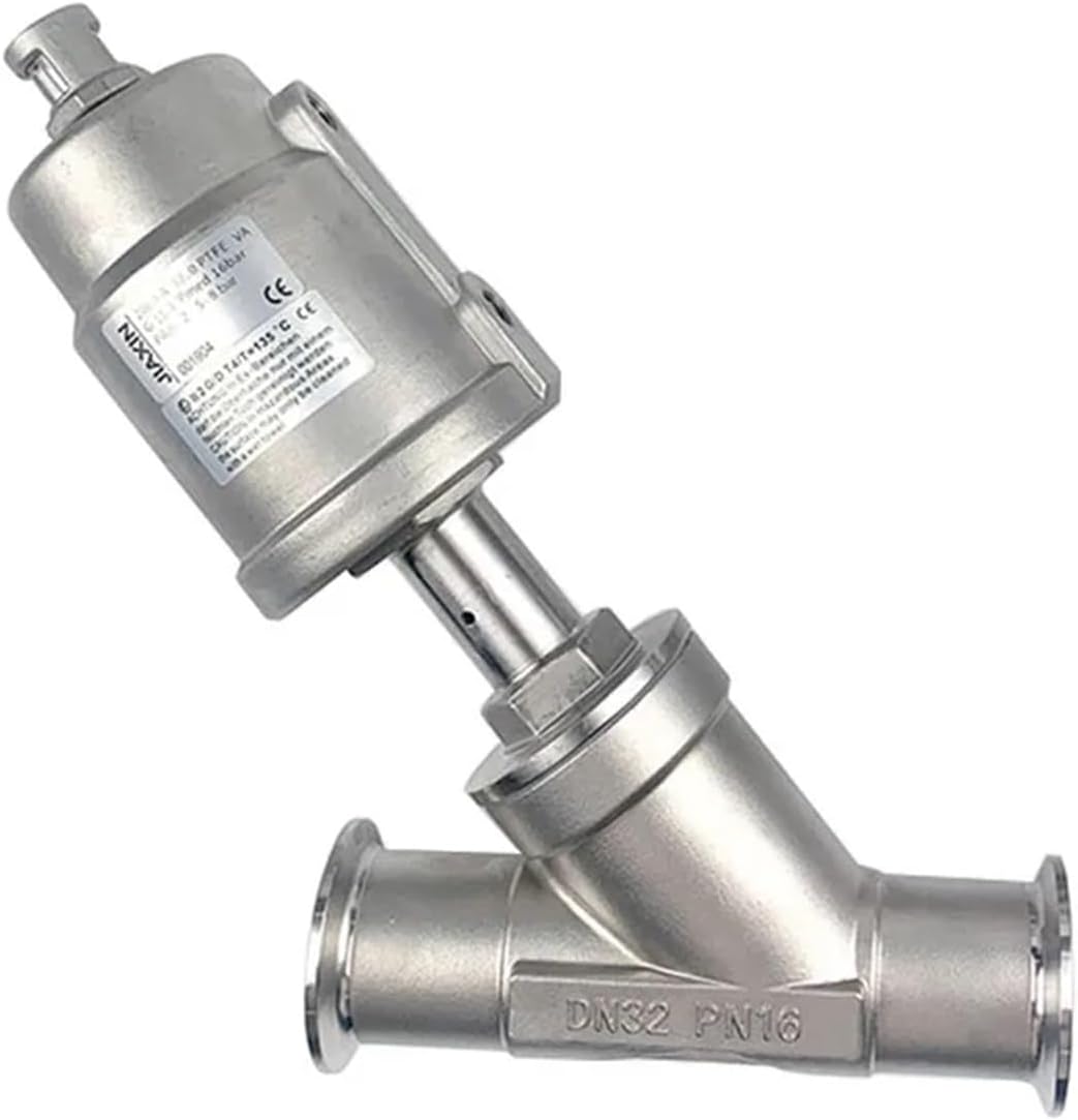 DN32 Stainless Steel Pneumatic Quick-Install Angle Seat Valve Normally Closed Seat Valve PTFE Sealing(Closed_Double Acting)