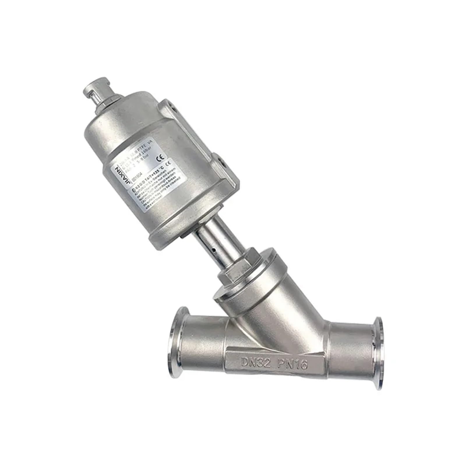NYRXRYTCA DN32 Stainless Steelic Quick-Install Angle Seat Valve Normally Closed Seat Valve PTFE Sealing(OPEN-SINGLE ACTING)