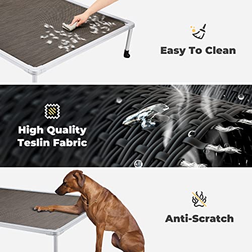 Veehoo Large Elevated Dog Bed – Chewproof Cooling Raised Dog Cots Beds, Outdoor Metal Frame Pet Training Platform With Skid-Resistant Feet, Breathable Textilene Mesh, 42 X 30 X 7 Inch, Brown #TOP2