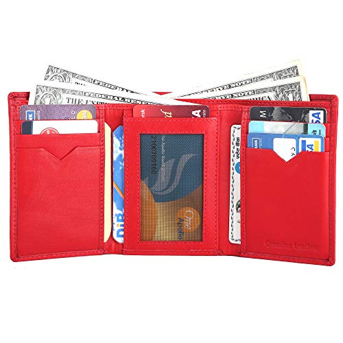 Image of Brooklyn Bridge Genuine Leather Trifold Wallet for Men Genuine Leather Trifold Wallet Card Holder for Men, RFID Protection, Mens Wallet, Purse, Tri Fold, ID Card, Gift for Men Boys Nappa Cognac