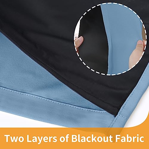 Image of YoungsTex 100% Blackout Curtains 63 Inch Length for Bedroom Window, Thermal Insulated Drapes with Grommet Heat Blocking for Living Room, Denim Blue, 2 Panels, 52 X 63 Inch