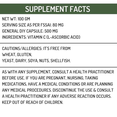 Image of Hollywood Secrets 100% Pure Organic Vitamin C Powder L Ascorbic Acid DIY Serum Making Face Care 100 gm