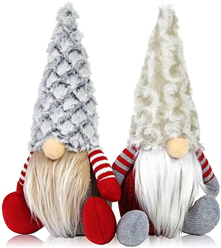 Latern 2 peças boneco de peluche de gnomo natal, adorável Natal feito à mão sentado com bonecas anões Pai Natal figuras de elfo anão Gonk para lareiras festa de Natal (25 cm x 16 cm)