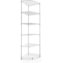 pouseayar 6 Tier NSF Metal Corner Shelf Wire Shelving Unit, 420lbs Capacity, Adjustable, with Leveling Feet and Waterproof Shelf Liners for Garage, Kitchen, and More - 72" H x 18" L x 18" D, Chrome