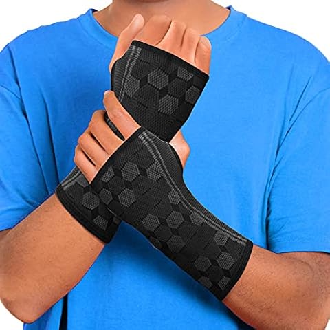 Sparthos Wrist Support Sleeves (Pair) – Medical Compression for Carpal Tunnel and Wrist Pain Relief – Wrist Brace for Men and Women (Medium, Midnight Black) Cover
